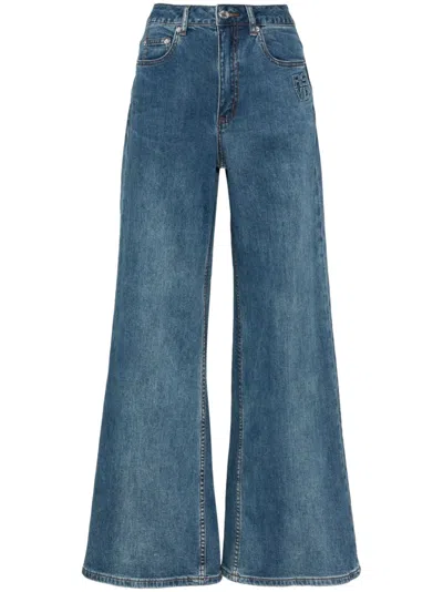 Izzue Rsvd Embossed Flared Jeans In Blue