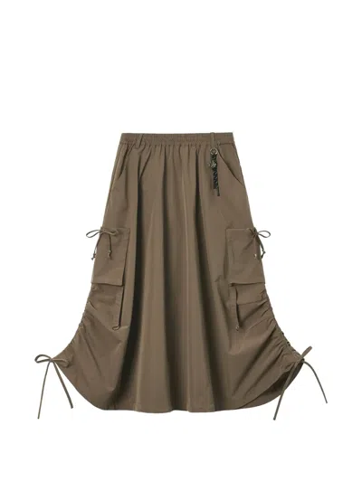 Izzue Ruched Cargo Maxi Skirt In Neutral