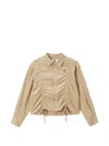 Izzue Ruched Drawstring Shirt In Brown