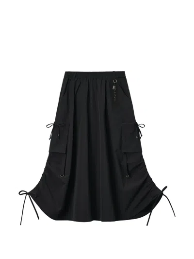 Izzue Ruched-sides Cargo Maxi Skirt In Black