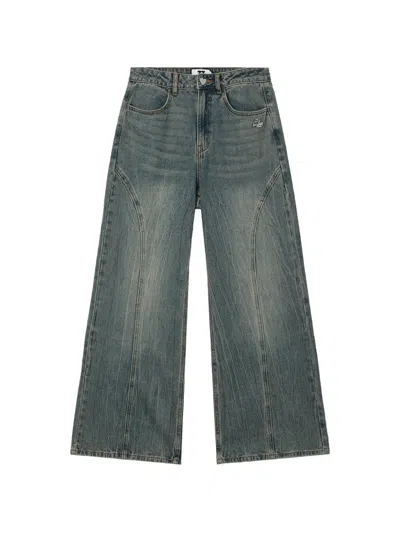 Izzue Seam-detail Wide-leg Jeans In Blue