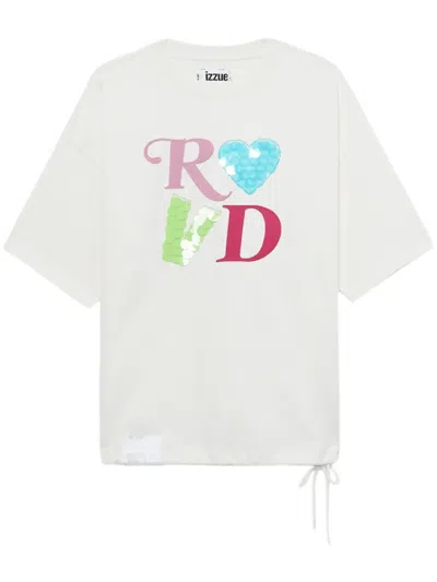 Izzue Sequin-embellished Cotton T-shirt In White
