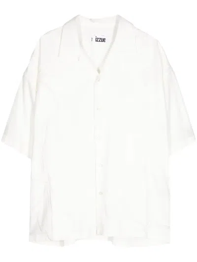 Izzue Short-sleeve Linen-blend Shirt In White