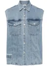 Izzue Sleeveless Denim Jacket In Blx
