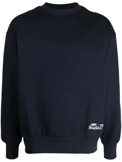 Izzue Slogan-debossed Crew-neck Sweatshirt In Blue