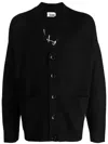 Izzue Slogan-embroidered Button-up Cardigan In Black