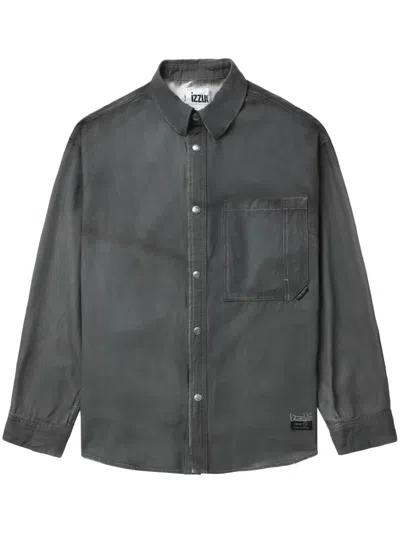 Izzue Slogan-embroidered Cotton Shirt In Black