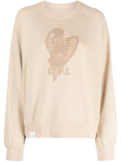 Izzue Slogan-embroidered Cotton Sweatshirt In Brown