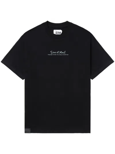 Izzue Slogan-print Cotton T-shirt In Schwarz