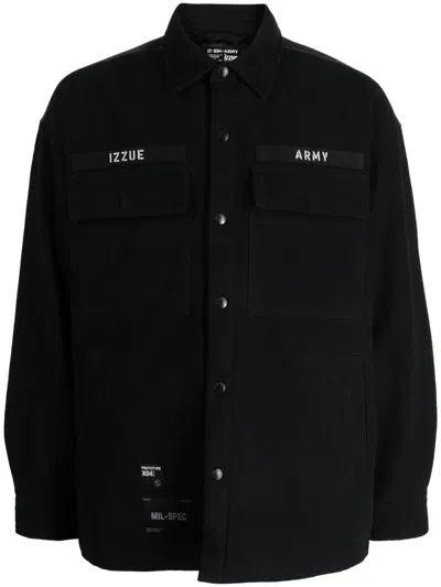 Izzue Slogan-print Denim Jacket In Black