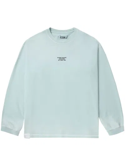 Izzue Slogan-print Long-sleeve Cotton T-shirt In Grün