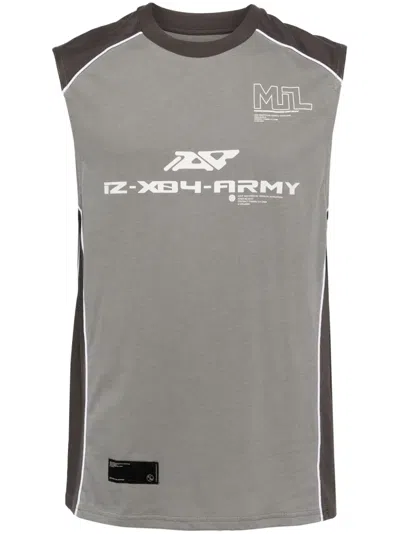 Izzue Slogan-print Panelled Tank Top In Grey