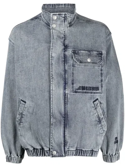 Izzue Stand-collar Denim Jacket In Blue