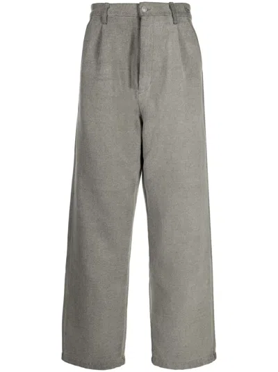 Izzue Straight-leg Box-pleat Trousers In Grau