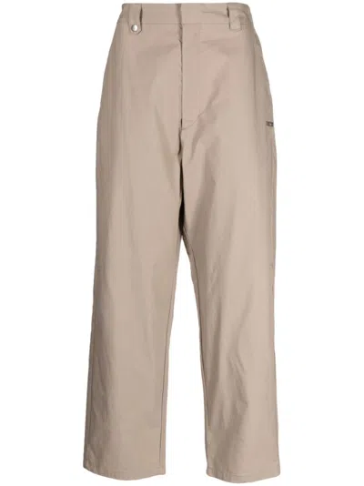 Izzue Straight-leg Cotton Trousers In Neutrals