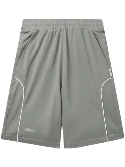 Izzue Stripe-detail Cotton Shorts In Grey