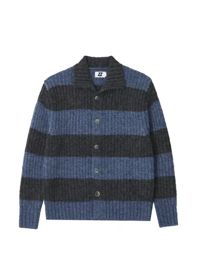 Izzue Striped Chunky-knit Cardigan In Blue