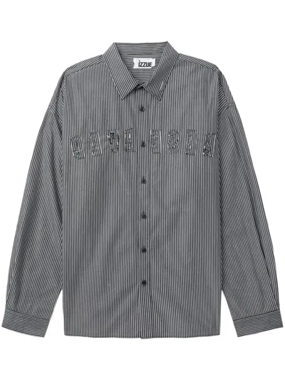 Izzue Striped Cotton Shirt In Black