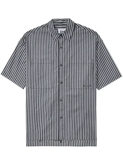 Izzue Striped Cotton Shirt In Black