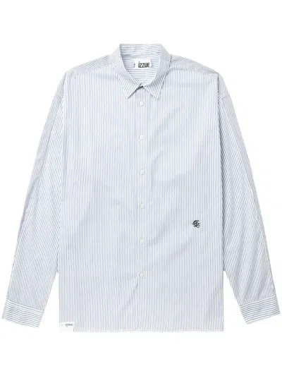 Izzue Striped Cotton Shirt In Blue