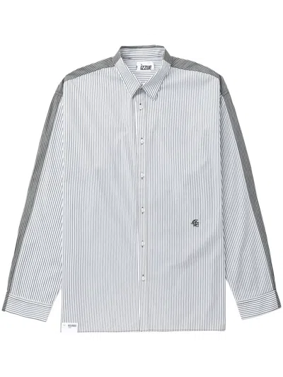 Izzue Striped Cotton Shirt In Grey