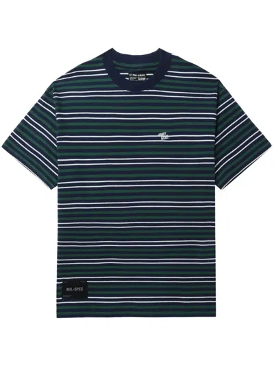 Izzue Striped Cotton T-shirt In Grün