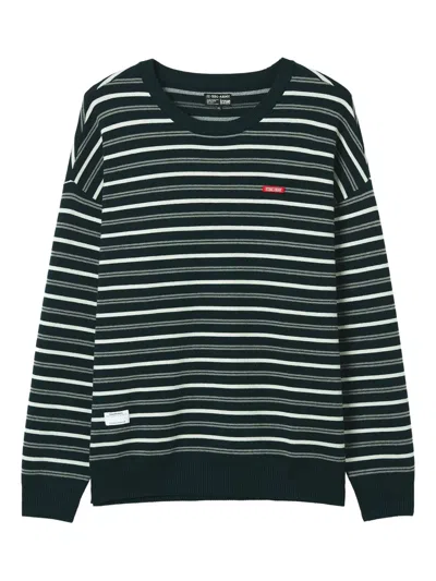 Izzue Striped Crew-neck Sweater In Green