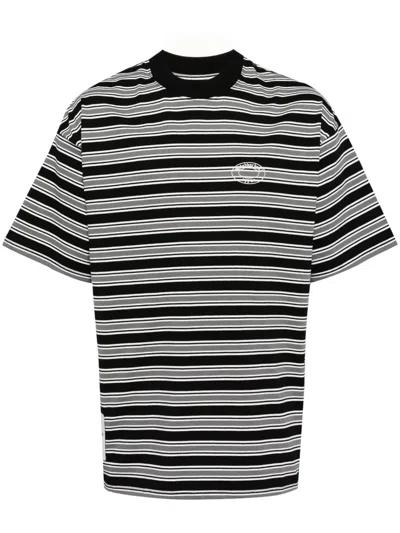 Izzue Striped Logo T-shirt In Black