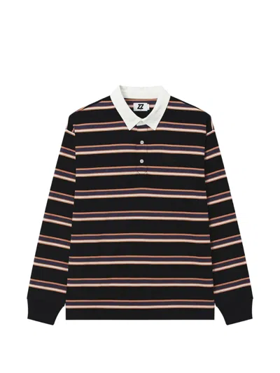 Izzue Striped Long-sleeve Polo Shirt In Brown
