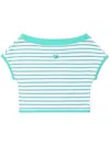 Izzue Striped Off-shoulder T-shirt In White