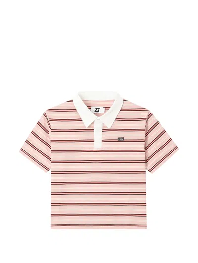 Izzue Striped Polo Top In Pink