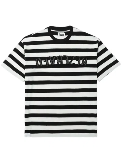 Izzue Striped Reverse-appliqué T-shirt In Schwarz