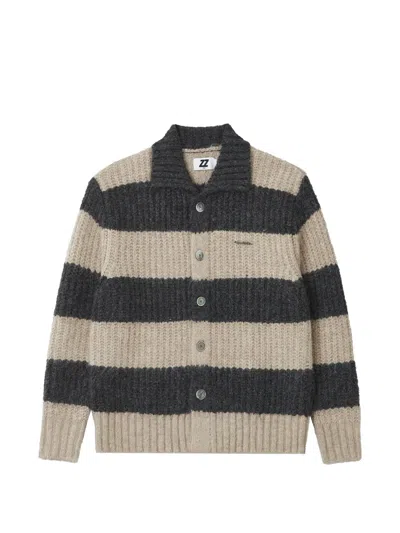 Izzue Striped Ribbed-knit Cardigan In Multi