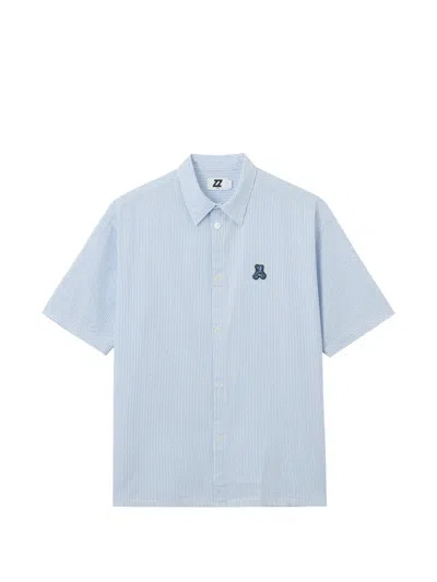 Izzue Striped-pattern Logo-appliqué Shirt In Blue