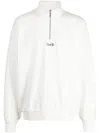 Izzue Stud-embellished Half-zip Sweatshirt In White