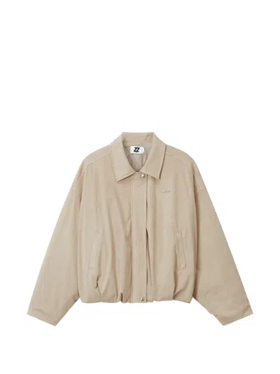 Izzue Suede-effect Bomber Jacket In Neutral