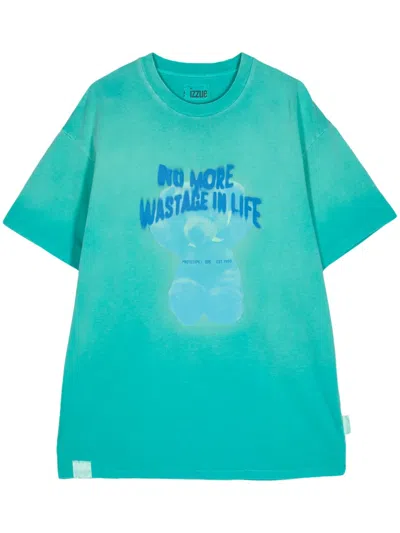 Izzue Teddy Bear-print Cotton T-shirt In Green