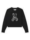Izzue Teddy-detail Crew-neck Sweater In Black