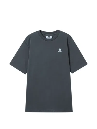 Izzue Teddy-bear-embroidered Crew-neck T-shirt In Gray