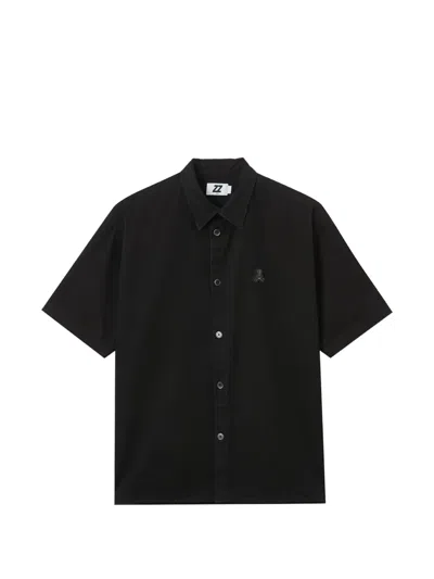 Izzue Teddy-embroidered Shirt In Black