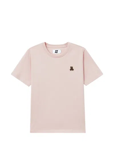 Izzue Teddy-patch Crew-neck T-shirt In Pink