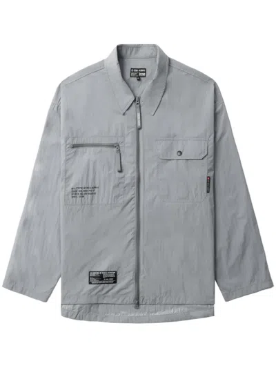 Izzue Text-print Zip-up Shirt In Grey