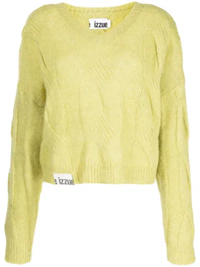 Izzue V-neck Cable-knit Jumper In Green