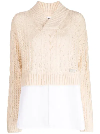 Izzue Pullover Mit Zopfmuster In Nude