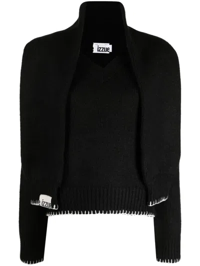 Izzue Whipstitch-trim Layered Jumper In Black