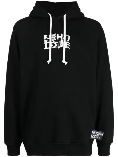Izzue X Neighborhood Logo-print Drawstring Sweatshirt In Black