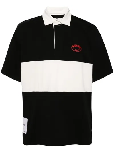 Izzue X Neighborhood Striped Cotton Polo Shirt In Black