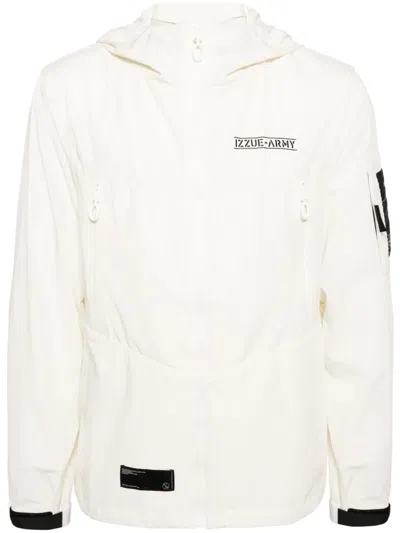 Izzue Zip-up Hooded Windbreaker In White