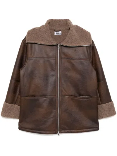 Izzue Zipped Jacket In Brown