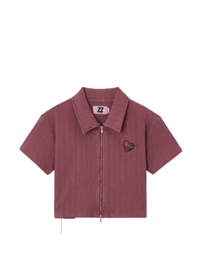 Izzue Zip-up Cropped Knitted Top In Red